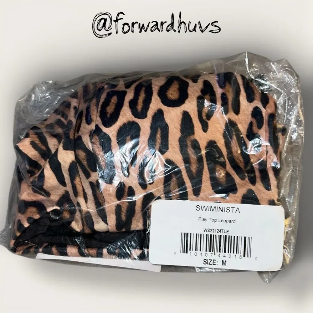 Swiminista Play Top Leopard Print Adjustable Bikini Top M
